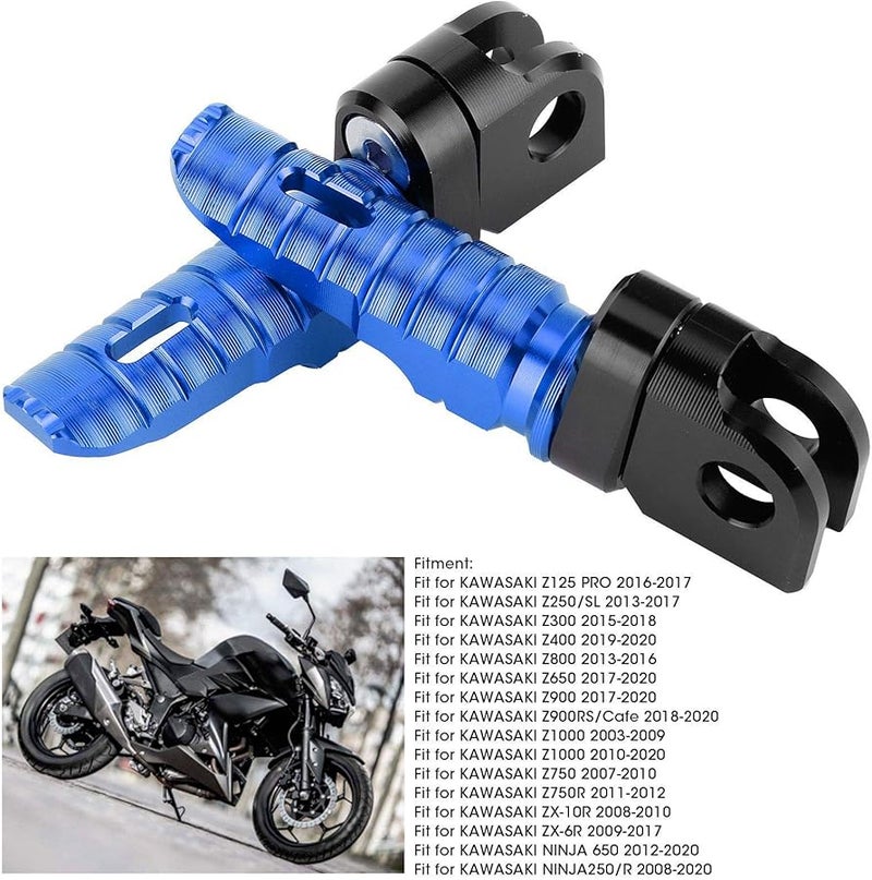 Blue Aluminum Alloy Front Foot Pegs Replacement Pedals For Z125 PRO Z250 Z400 Z900 - Image 3
