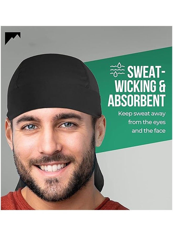 GMORO 4PCS Sweat Wicking Doo Rag Cooling Dew Rag Helmet Liner Hat Large Motorcycle Head Wrap Bandana for Men and Women  - Image 2