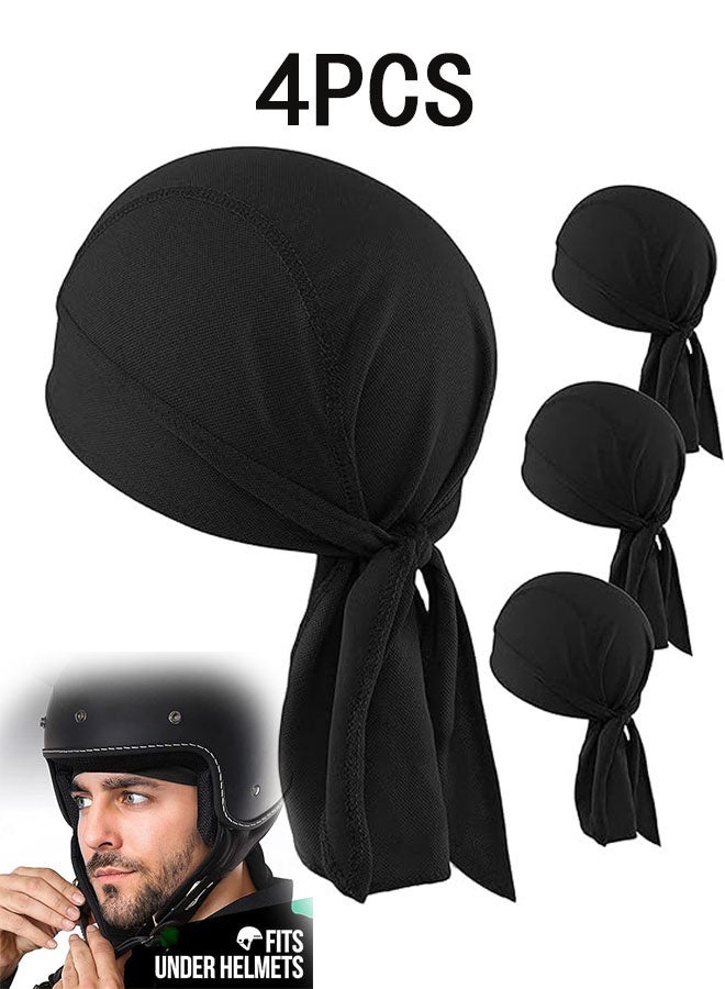 GMORO 4PCS Sweat Wicking Doo Rag Cooling Dew Rag Helmet Liner Hat Large Motorcycle Head Wrap Bandana for Men and Women  - Image 1