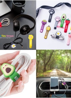 Y&D 9 Pack Reusable Cable Ties, Cute Cartoon Animal Headphone Wire Fruit Shape Cord Winder, USB Manager Keeper Wrap Ties Straps  - Image 4