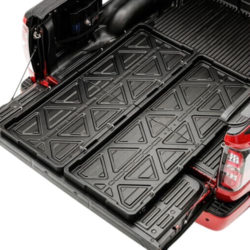 KOKSHELY Truck Bed Slide Out Cargo Tray, 56" L x 42.9" W Size Slide-Out Truck Bed Organizer Tray for 5’+Long Beds, Sliding Truck Organizers and Storage Tray with Open Hooks & Elastic Cargo Net - Image 1