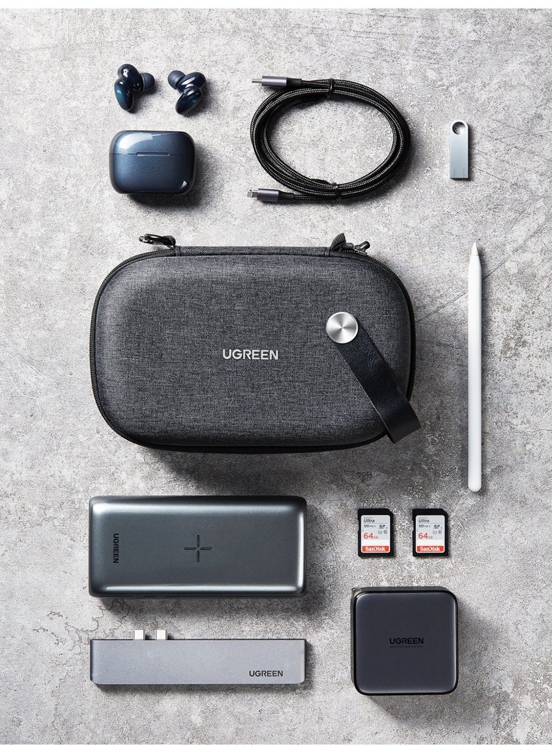 يو جرين Electronic Organizer, Travel Organizer for Electronics Accessories Water-resistant Shockproof External Hard Drive Case Small Travel Case for Cables, Chargers, SD Cards, Hard Disk, Flash Drives - Image 3