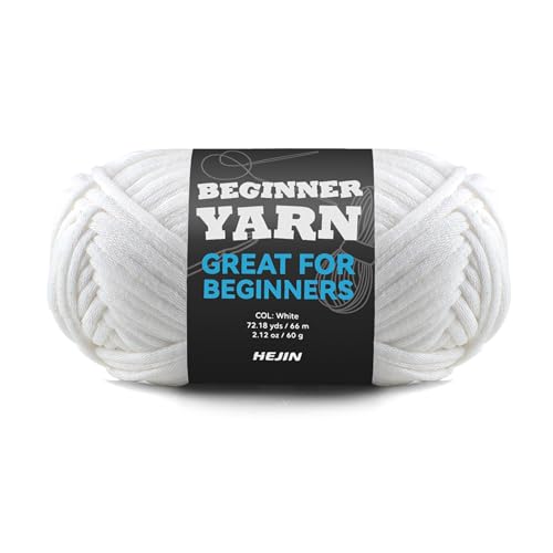 HEJIN 60g White Yarn for Crocheting and Knitting;66m (72yds) Cotton Yarn for Beginners with Easy-to-See Stitches;Worsted-Weight Medium #4;Cotton-Nylon Blend Yarn for Beginners Crochet Kit Making - Image 1