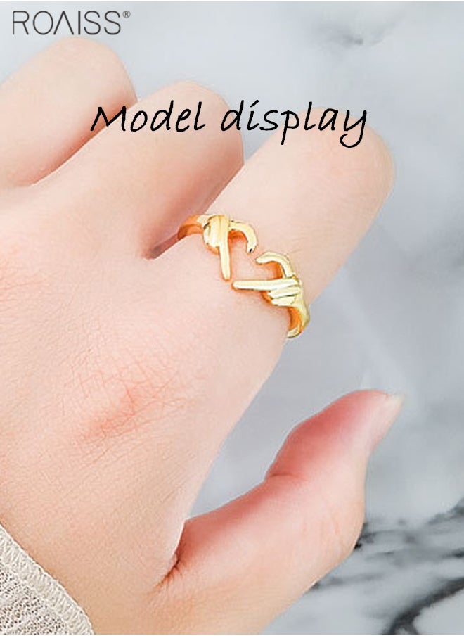 roaiss 2 Pcs Fashion Creative Love Ring Unisex Versatile Adjustable Internal Engraving Couple Ring  - Image 5