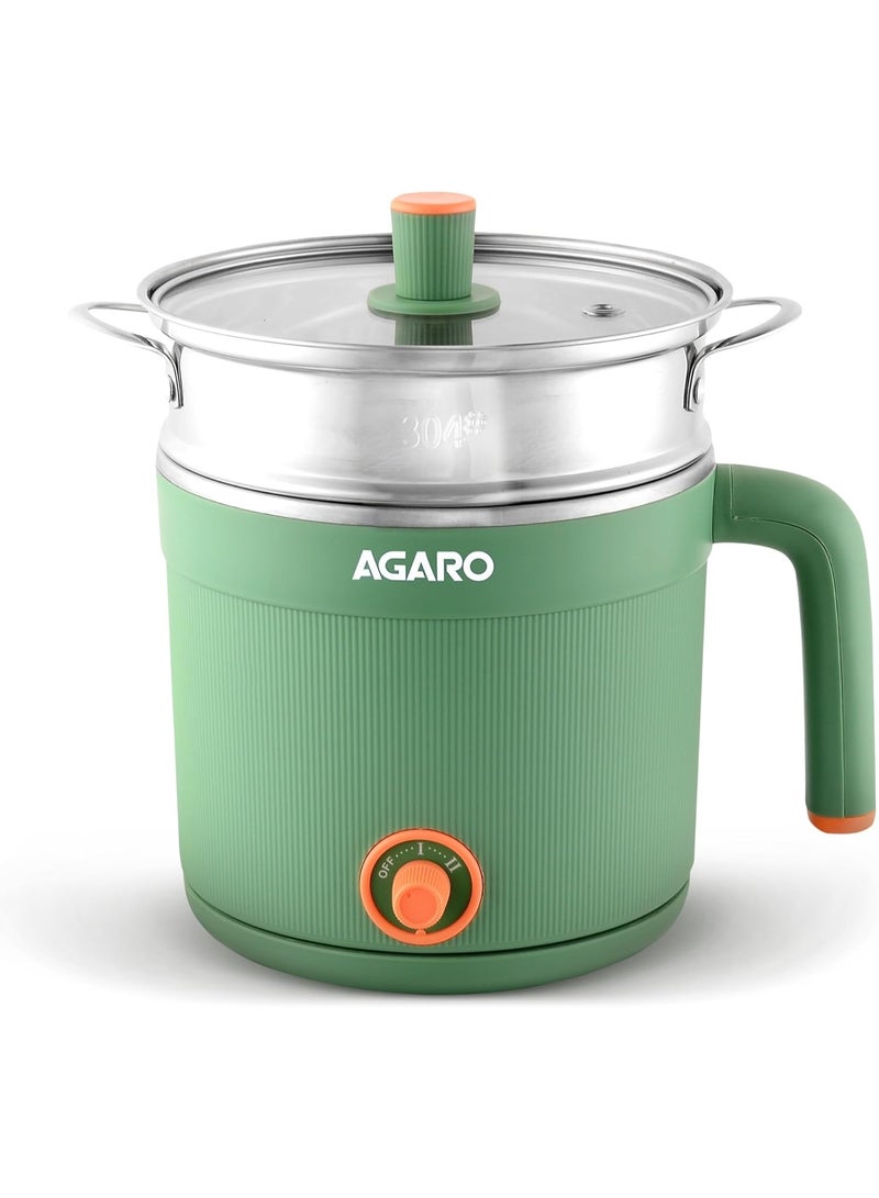 AGARO Multi Cook Kettle With Steamer, 1.2L Inner Pot, Double Layered Body, Variable Temperature Settings, Wide Mouth, Boiling, Steaming, Tea, Coffee, Egg, Vegetable Boiling, 600W - Image 1
