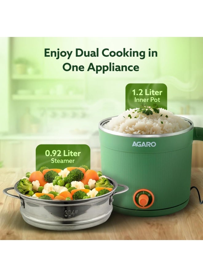 AGARO Multi Cook Kettle With Steamer, 1.2L Inner Pot, Double Layered Body, Variable Temperature Settings, Wide Mouth, Boiling, Steaming, Tea, Coffee, Egg, Vegetable Boiling, 600W - Image 3