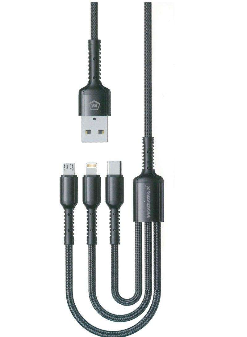 Winmax 3 in 1 Charging Cable - Denim Braided Wire - Image 1