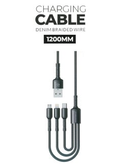 Winmax 3 in 1 Charging Cable - Denim Braided Wire  - Image 2