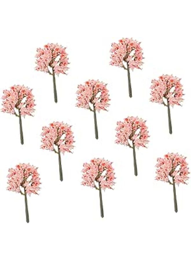 10Pcs Pink Cherry Blossom Trees Miniature Model Scenery For DIY Train Landscape - Image 1
