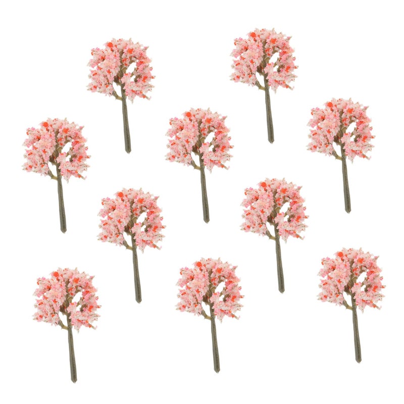 10Pcs Pink Cherry Blossom Trees Miniature Model Scenery For DIY Train Landscape - Image 2