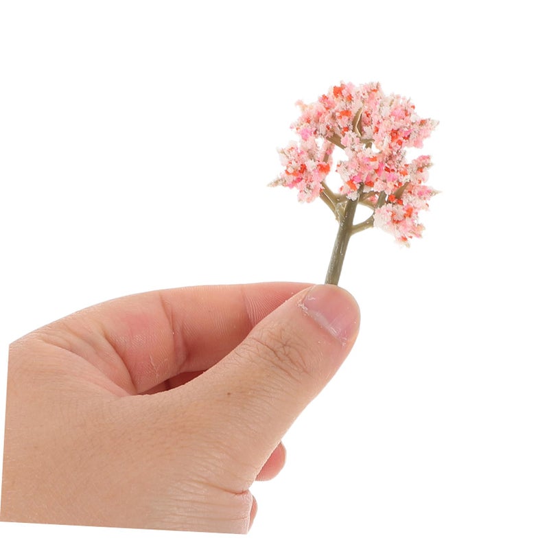 10Pcs Pink Cherry Blossom Trees Miniature Model Scenery For DIY Train Landscape - Image 5