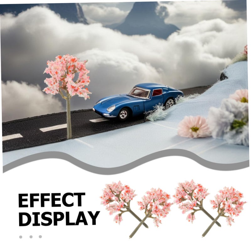 10Pcs Pink Cherry Blossom Trees Miniature Model Scenery For DIY Train Landscape - Image 4