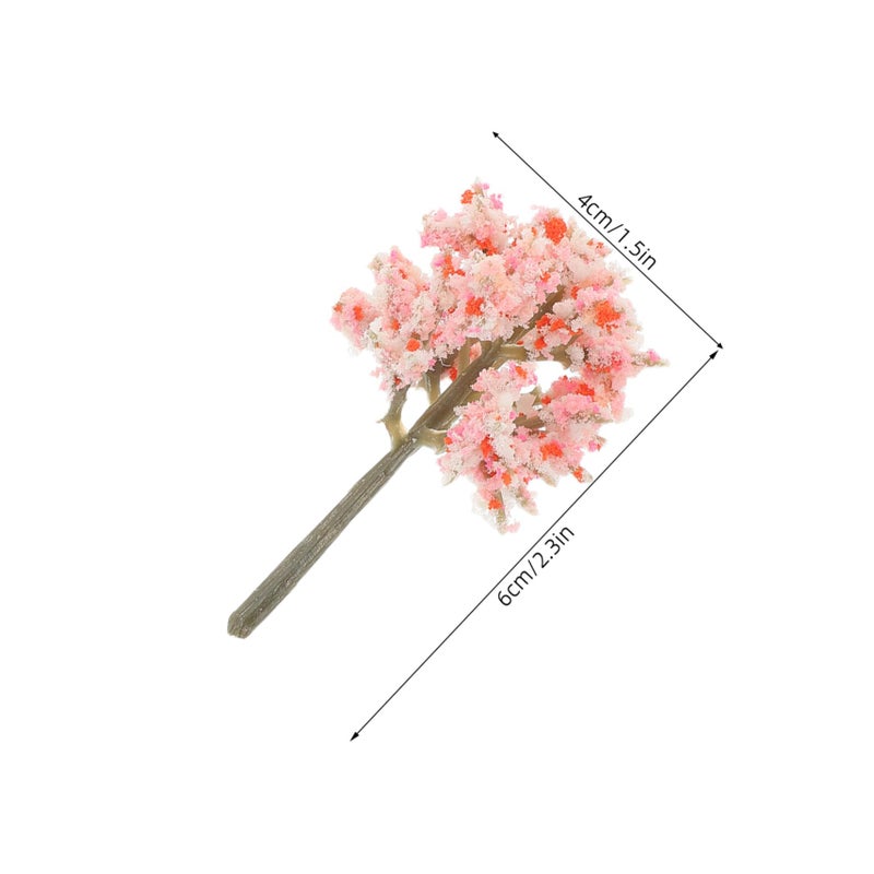 10Pcs Pink Cherry Blossom Trees Miniature Model Scenery For DIY Train Landscape - Image 3