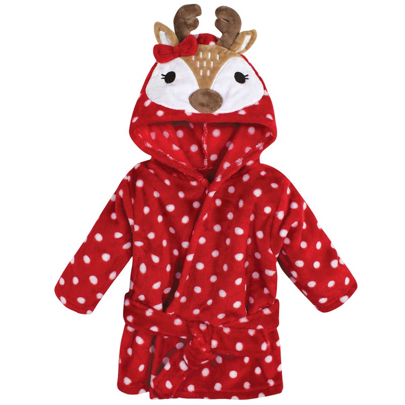 Hudson Baby Unisex Baby Plush Animal Face Bathrobe Holiday Reindeer 09 Months