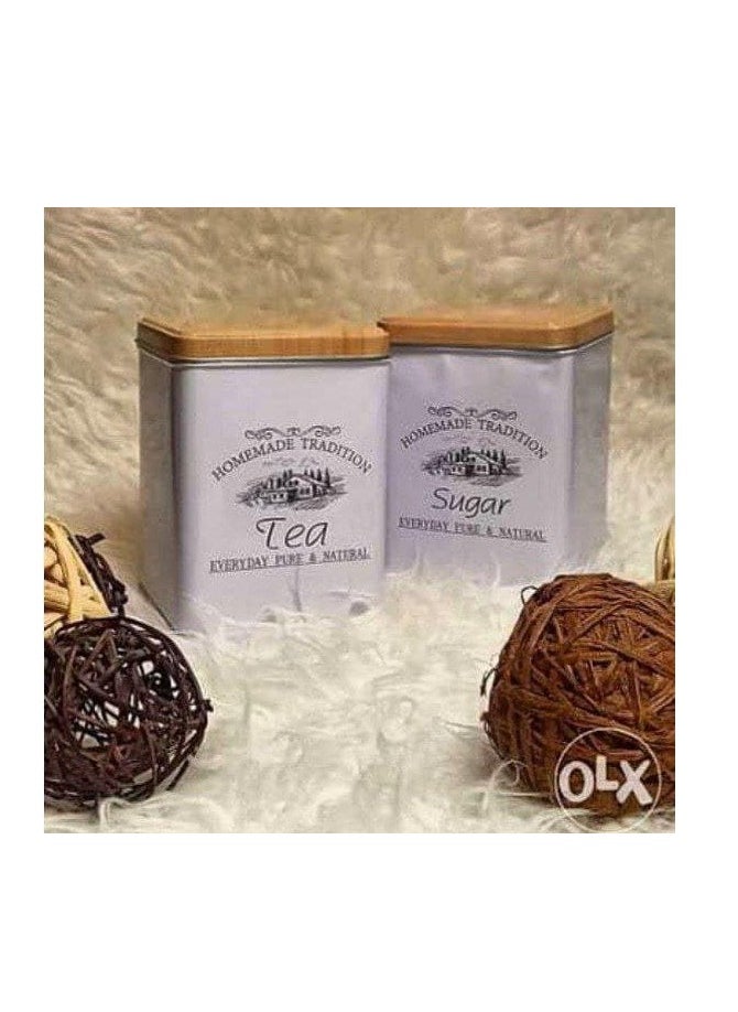 Generic - Chic Square Tin Box Set (3*1) Luxury Turkish Design to Make Your Moments More Special Perfect for Tea, Sugar and Coffee with Tight Lid, Great Gift and Unparalleled Elegance Bu - Image 1