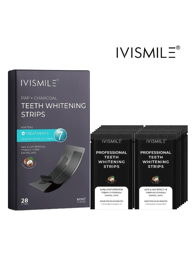 IVISMILE 28-Pack Activated Charcoal Teeth Whitening Kit, Specially Designed for Sensitive Teeth, Professional Whitening Effect, 28 Safe Whitening Patches, Deeply Removes Stains - Image 1