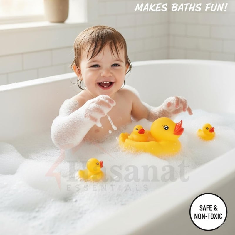 HASANAT ESSENTIALS مجموعة ألعاب حمام عائلة البط المطاطي من حسنات إيسينشالز - Image 2