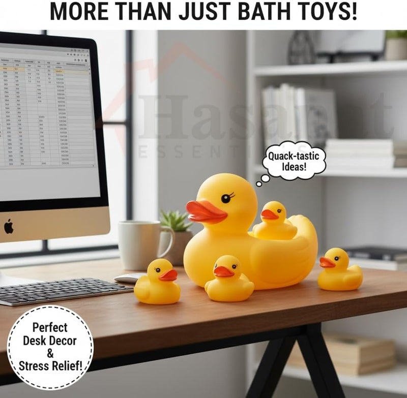 HASANAT ESSENTIALS مجموعة ألعاب حمام عائلة البط المطاطي من حسنات إيسينشالز - Image 3