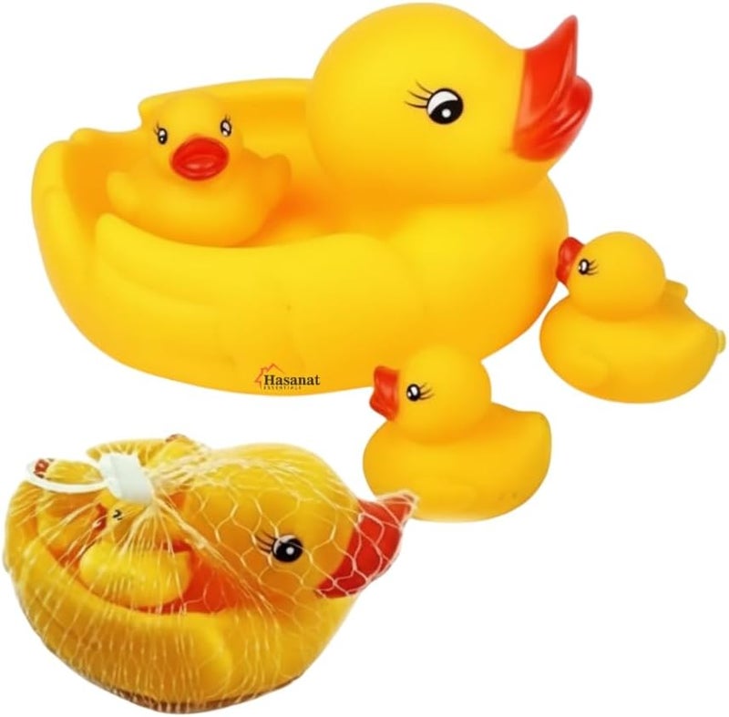 HASANAT ESSENTIALS مجموعة ألعاب حمام عائلة البط المطاطي من حسنات إيسينشالز - Image 1