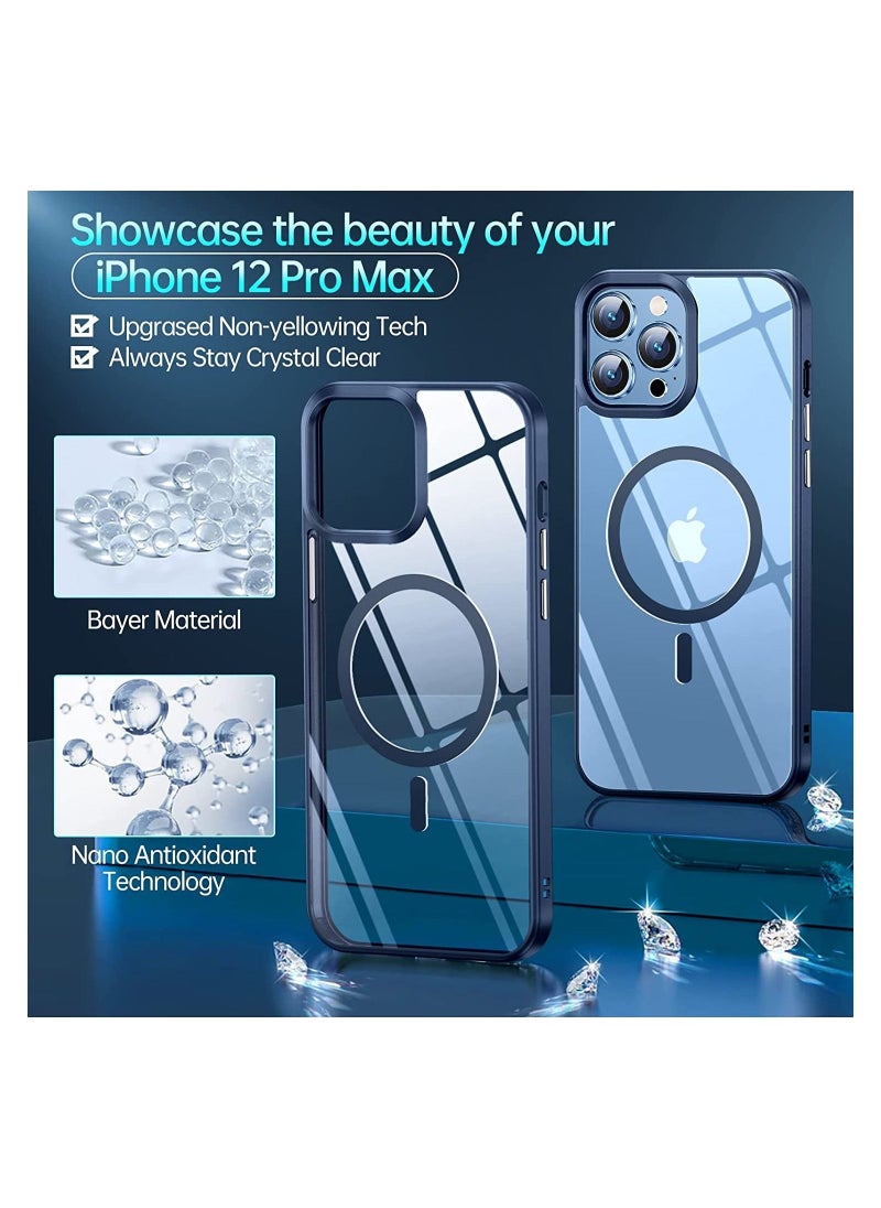 Generic Clear Hard PC Back Cover Soft TPU Frame Shockproof Protective Slim Bumper Case Built in Magnets Compatible with MagSafe for iPhone 14 Pro Max (Blue)  - Image 2