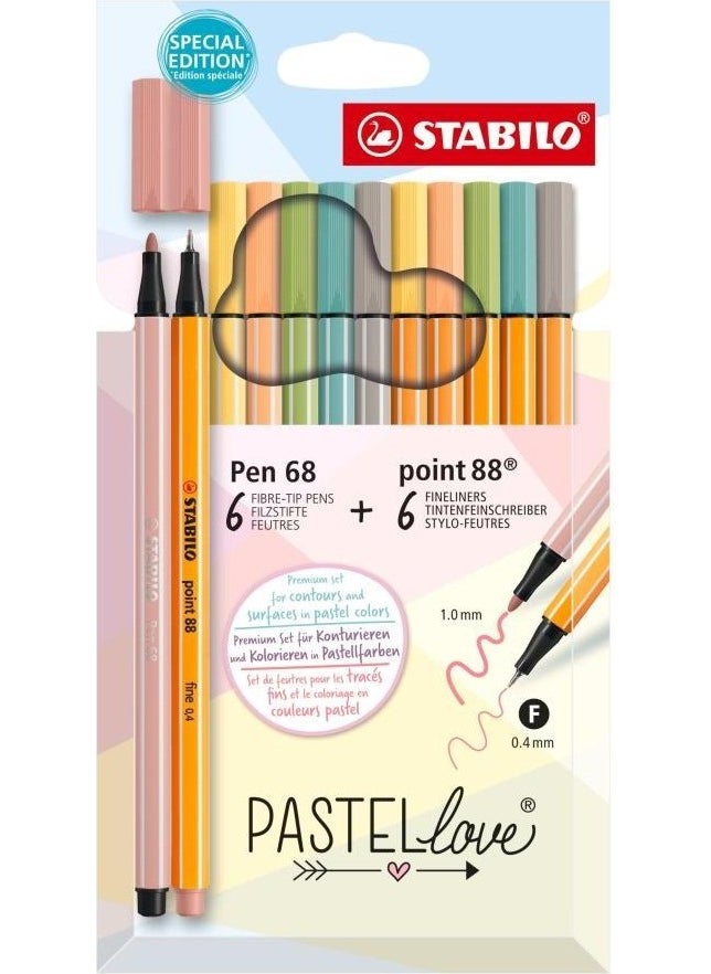 STABILO Point 88 & Pen 68 Pastellove 12 Li 688812 7 7 