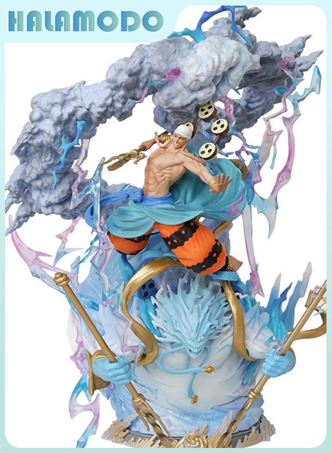 HALAMODO One Piece 37cm Enel Thor Battle Action Figure - Giant Anime Model with Lightning Effect, Desk Centerpiece and Awesome Birthday Gift  - Image 1