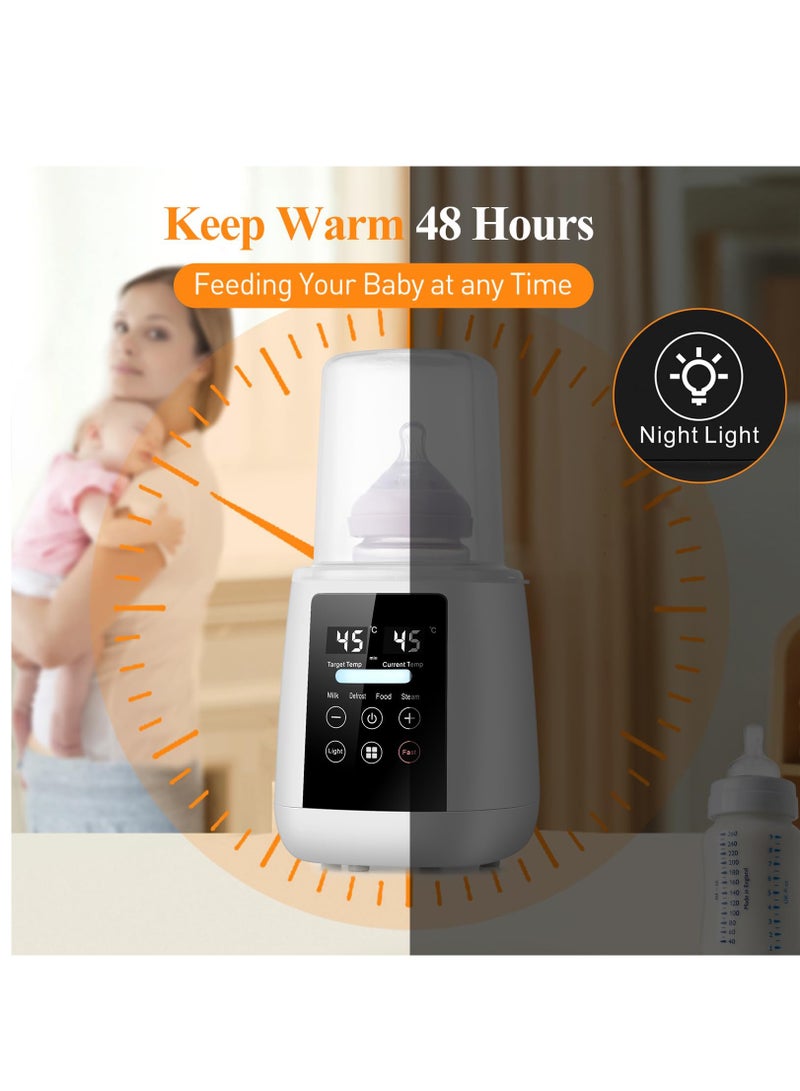 Excefore Baby Bottle Warmer, Fast Baby Milk Warmer with Accurate Temperature Control for Breastmilk or Formula, 48H Thermostat, with Defrost, Night Light, Heat Baby Food Jars Function, White - Image 3
