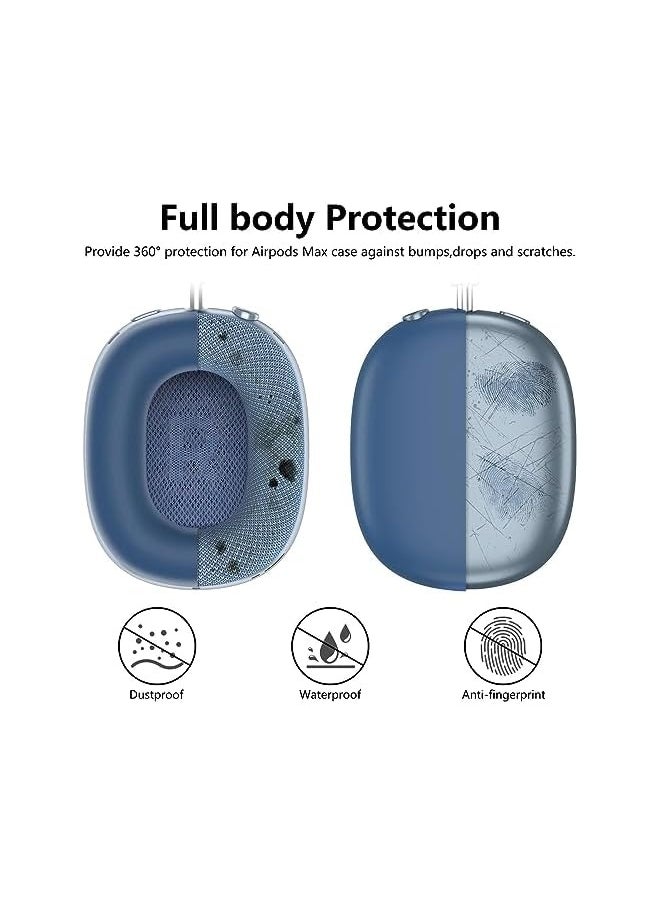 NIBEMINENT - 3 Pack Silicone Case Cover Compatible For Air Pods Max Anti Scratch Ear Pad Case Cover Ear Cups Cover Headband Cover Set For Air Pods Max Soft Skin Cover Headphones Accessories Blue - Image 1
