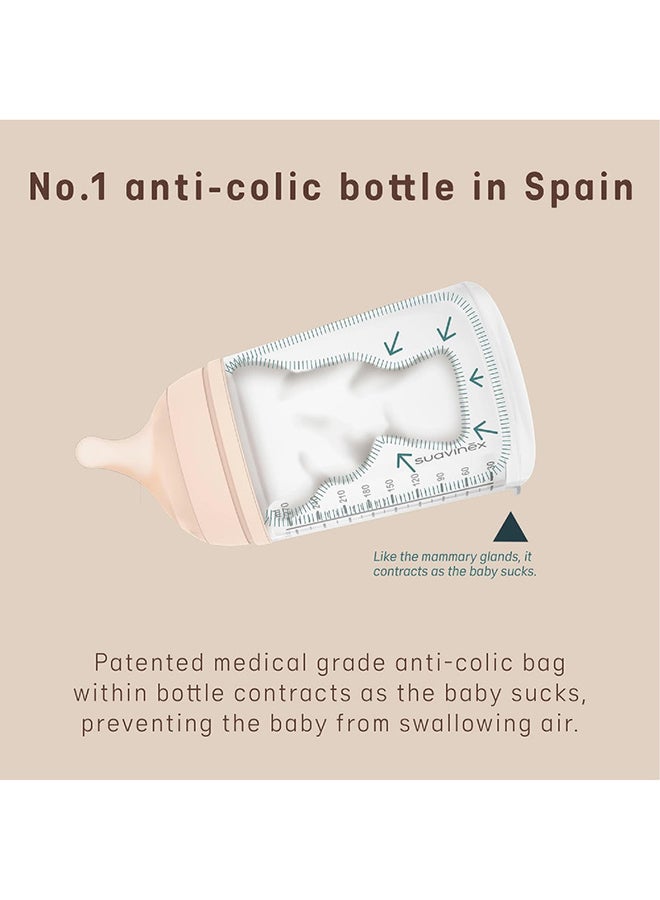 SUAVINEX زيرو زيرو زجاجة رضاعة مضادة للمغص للأطفال، العلامة التجارية رقم 1 في إسبانيا لزجاجات الرضاعة، مثالية للأطفال الذين يرضعون طبيعياً 180 مل × 4 مجموعة من 4 - Image 4