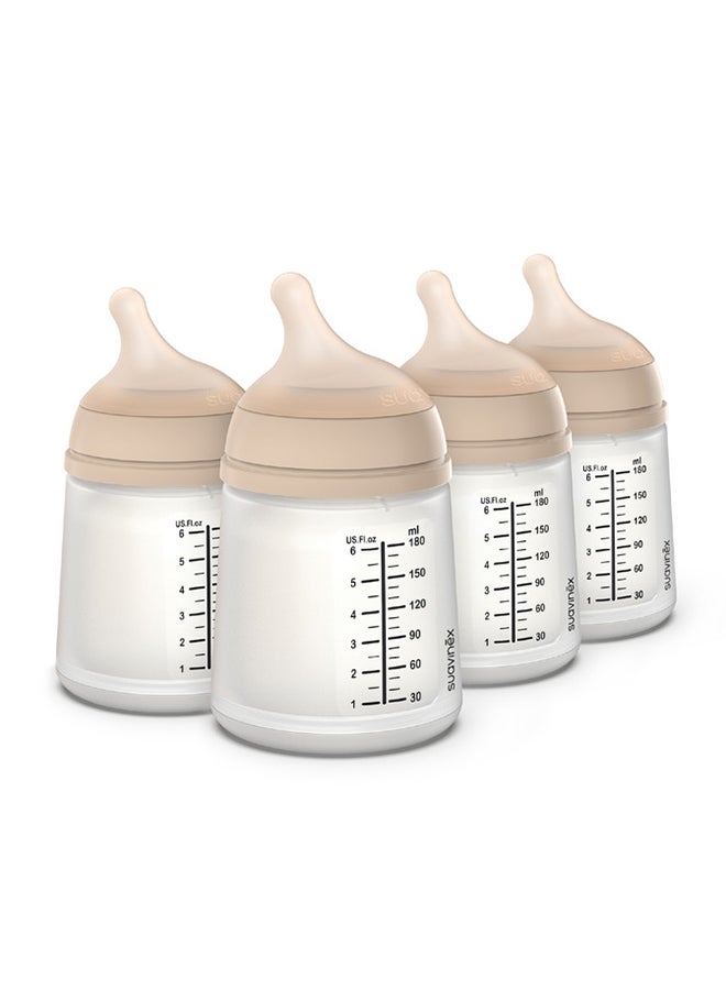 SUAVINEX زيرو زيرو زجاجة رضاعة مضادة للمغص للأطفال، العلامة التجارية رقم 1 في إسبانيا لزجاجات الرضاعة، مثالية للأطفال الذين يرضعون طبيعياً 180 مل × 4 مجموعة من 4 - Image 1