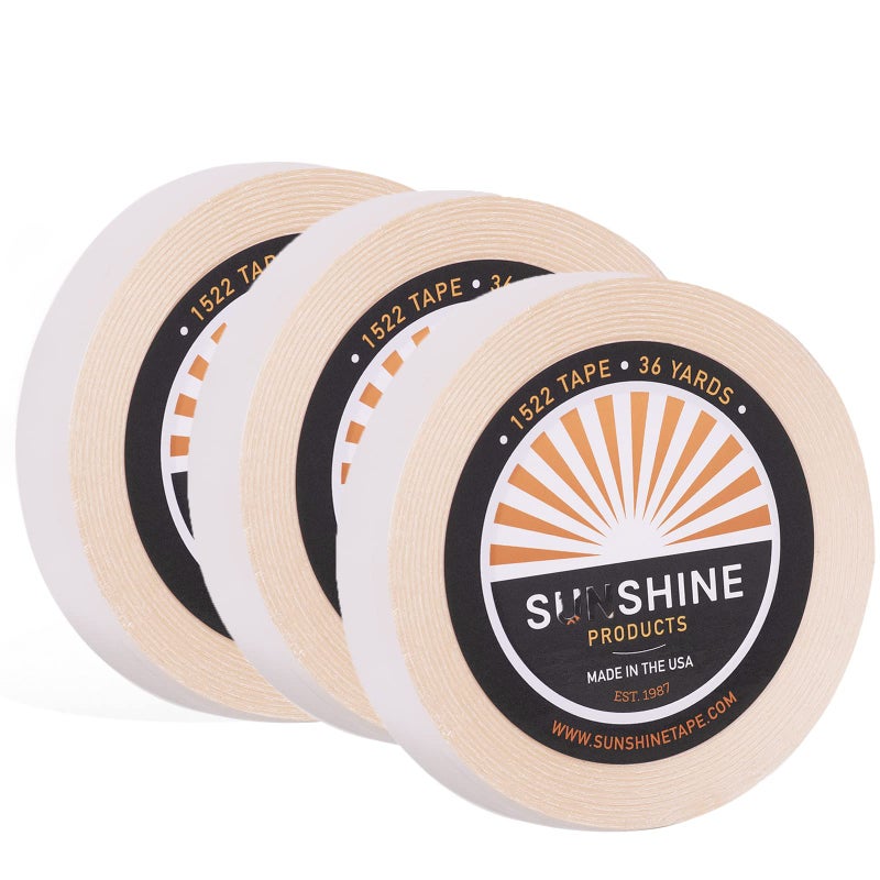 Sunshine Tape 3 Pack - 1522 3M Wig Tape Roll (1 x 36 Yards), Premium Hair Replacement Adhesive, Doublesided Transparent Tape - Image 1