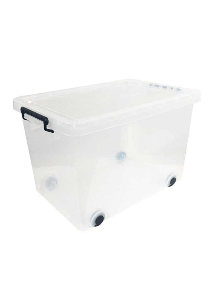 Concept home Plastic Storage Box Multipurpose Transparent Plastic Storage Box With Wheels And Lockable Lid 60L Clear/Black  - Image 5