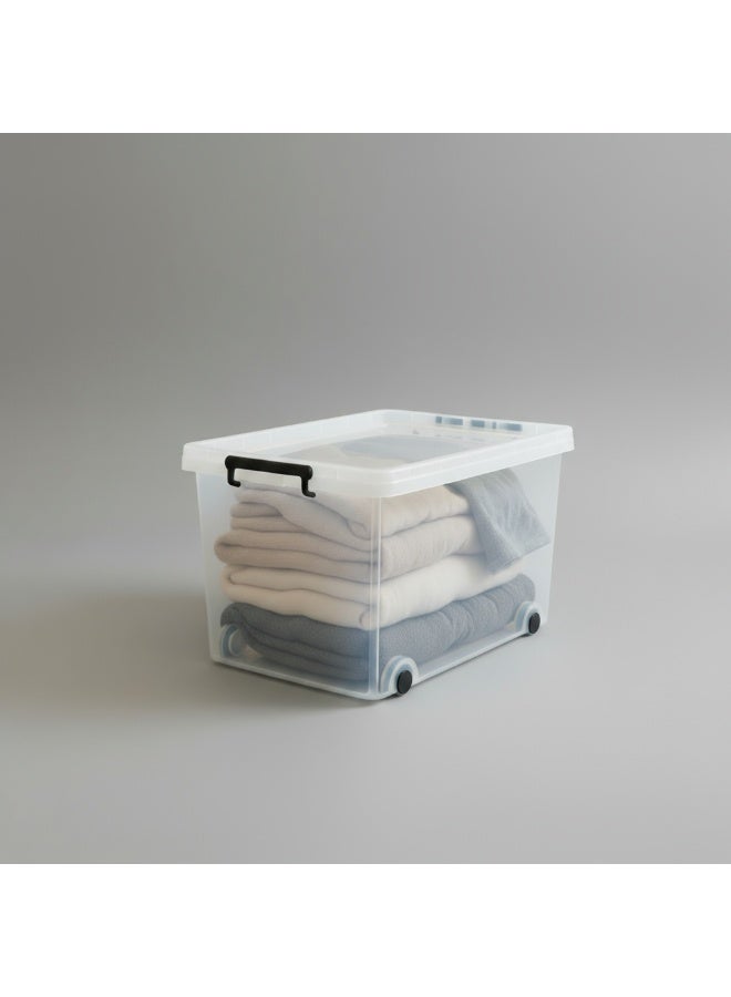 كونسيبت هوم صندوق تخزين متعدد الأغراض من البلاستيك الشفاف مع عجلات وغطاء قابل للقفل 60 لتر  شفافً /أسود - Image 4