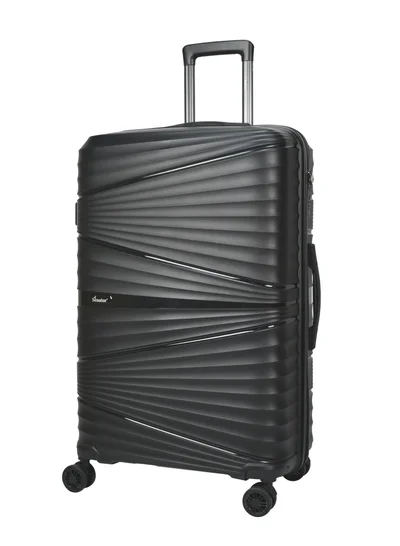 SENATOR Hard Case Medium Checked Luggage Trolley For Unisex Polypropylene Lightweight 4 Double Wheeled Suitcase With Built In TSA Type Lock Travel Bag KH1005 Black