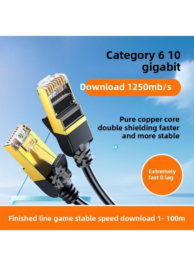 Generic Super Six Types Of High-speed Network Cable With Crystal Head Router Cable Universal Broadband Home A Batch-Color:Ten-gigabit Shielded Metal Head-Line Length:10m 【copper】as Fast As Lightning  - Image 2