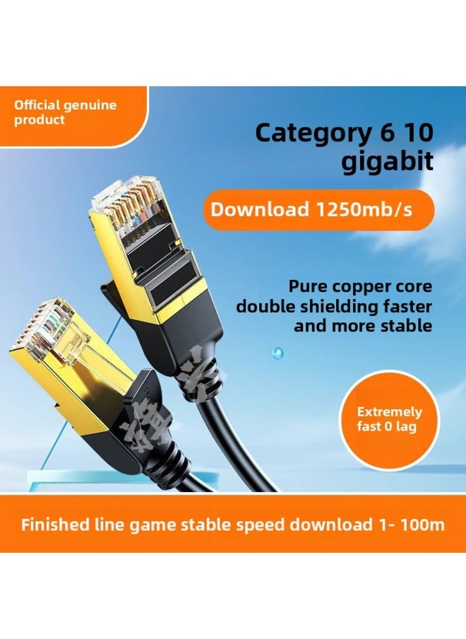 Generic Super Six Types Of High-speed Network Cable With Crystal Head Router Cable Universal Broadband Home A Batch-Color:Ten-gigabit Shielded Metal Head-Line Length:10m 【copper】as Fast As Lightning  - Image 1