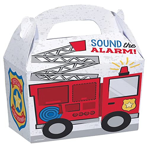 Amscan First Responders Treat Boxes 75 x 55 x 425 Pack of 8 Multicolor Durable Paper Gift Boxes Perfect for Celebrations Parties Appreciation Events - Image 1