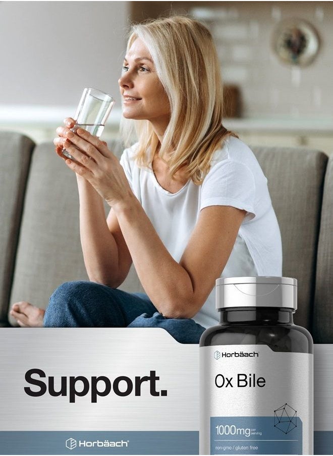 كبسولات Ox Bile 1000 mg 100 | مكمل غذائي لإنزيمات الجهاز الهضمي | خالٍ من الكائنات المعدلة وراثيًا وخالي من الجلوتين | من إنتاج Horbaach