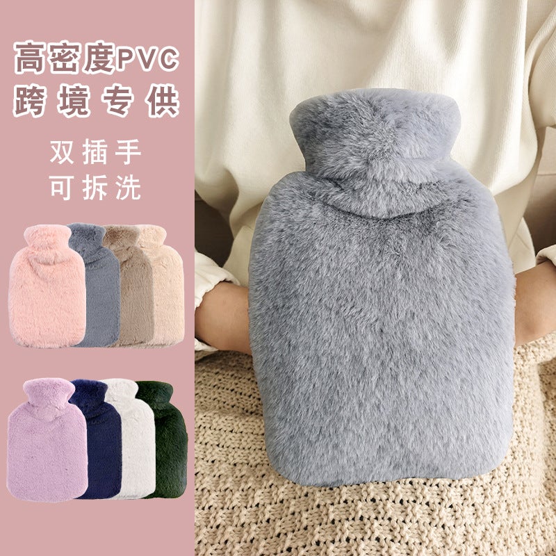 Spot Double-Hand Plush Cloth Cover Water-Filled Water Bag Pvc Water-Filled Warm Handbag Water-Filled Warm Handbag Warm Hand - Image 2