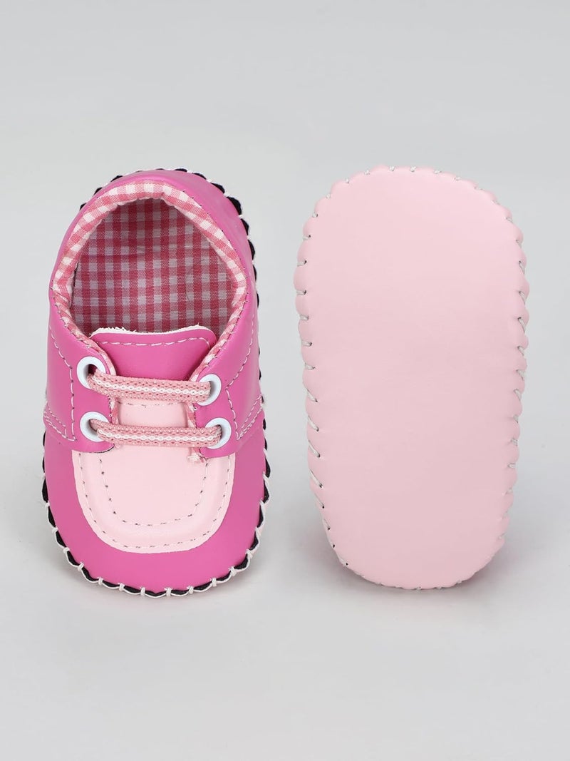 PureSole Baby Soft Sole Moccasins - Pink Leather Crib Shoes with Lace-Up Design for Girls, Newborn to Toddler (6–12 Months) - Image 5