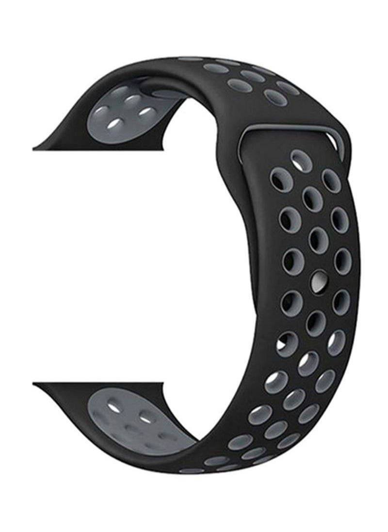 BORTONY - Silicone Sport Wrist Band For Apple Watch 44 mm Black/Grey - Image 1
