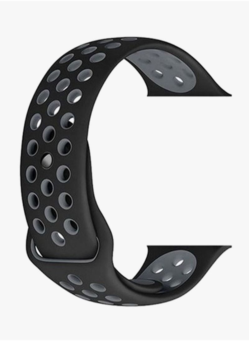BORTONY - Silicone Sport Wrist Band For Apple Watch 44 mm Black/Grey - Image 1