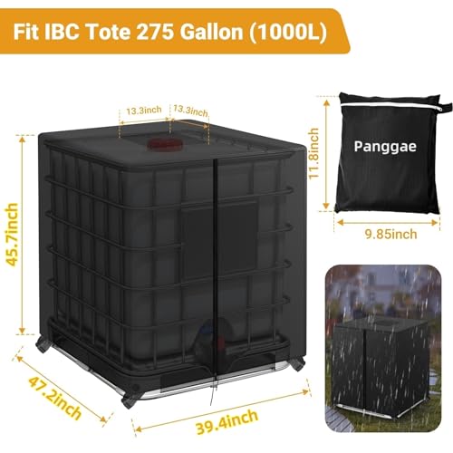 Panggae IBC Tote CoverZipper 275 Gallon Water Tote Covers Waterproof SunResistant Durable Black Water Tank Cover for Standard IBC Totes - Image 3