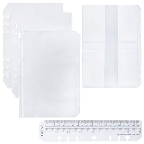 Moterm 2 PCs Page Lifter(Transparent Separator), 1 PC Bookmark Ruler, 1 PC PVC Storage Card Holder and 1 PC Zipper Bag for A5 Planner - Image 1