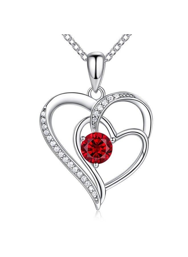 NINAMAID Birthstone Necklace For Women, Heart Necklace 18K White Gold Filled Sterling Silver Diamond Necklaces Jewelry Birthday Gifts For Wife - Image 1