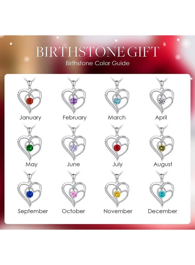 NINAMAID Birthstone Necklace For Women, Heart Necklace 18K White Gold Filled Sterling Silver Diamond Necklaces Jewelry Birthday Gifts For Wife - Image 5