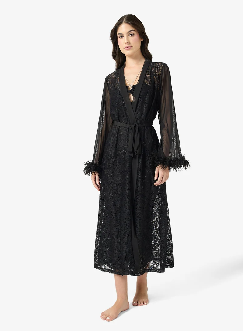 ايلا Lace Night Dress With Robe