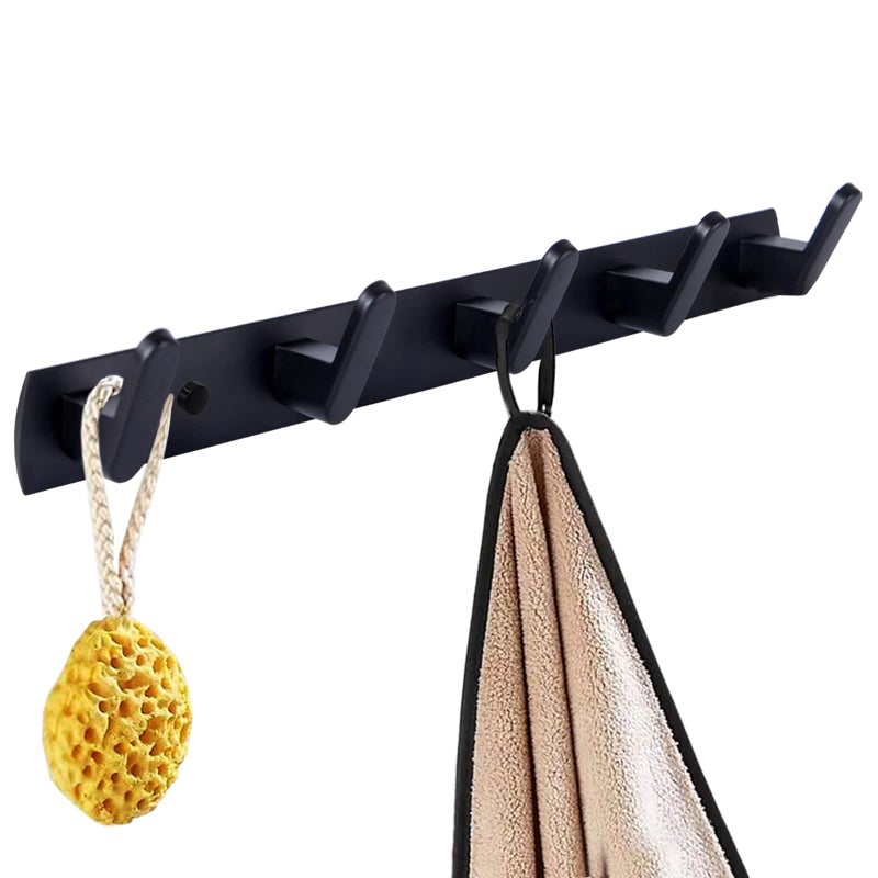 Jnnicoog Coat Rack Wall Mount with 5 Hooks Black Wall Coat Hook Wall Mounted Modern Coat Rack Coat Hook is Suitable for Living Room Entrance Bedroom Kitchen Bathroom Etc