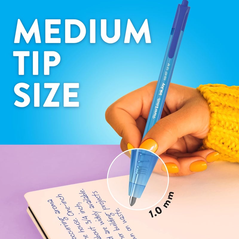 Papermate InkJoy 100RT Ballpoint Pens, Medium Point (1.0mm), Black & Blue Ink, 72 Count - Bulk Pack for School, Home, Office, College, Note-Taking - Image 4