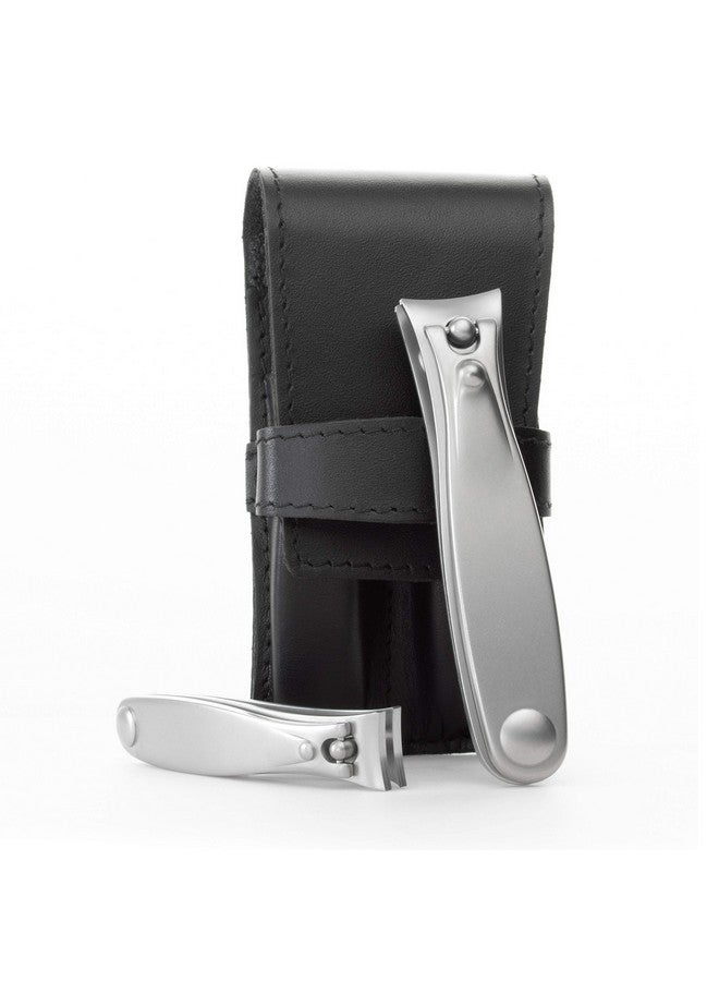 GERMANIKURE Nail Clippers Set in Black Leather Case - Ethically Made in Solingen Germany, FINOX Stainless Steel Tools - Professional Quality Manicure & Pedicure Kit - Image 1